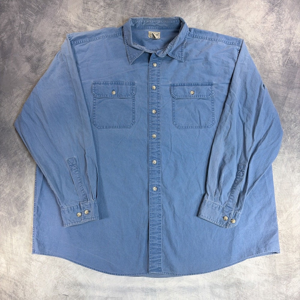 L.L. Bean Button Down Shirt Mens XXL Blue Long Sleeve Cotton Pockets